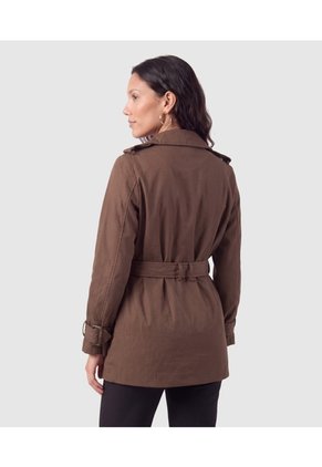 Chaqueta Cruzada Con Cinturón Para Mujer Para Mujer Café Patprimo