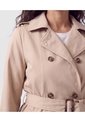 Chaqueta Cruzada Con Cinturón Para Mujer  Para Mujer Beige Patprimo de Patprimo