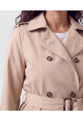 Chaqueta Cruzada Con Cinturón Para Mujer  Para Mujer Beige Patprimo