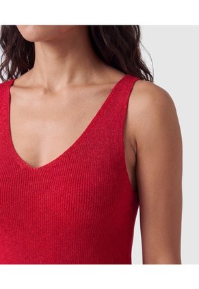 Camiseta Sin Mangas Cuello V Para Mujer  Para Mujer Rojo Patprimo