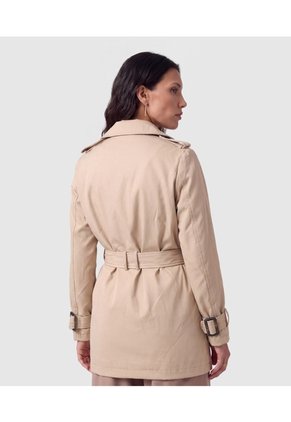 Chaqueta Cruzada Con Cinturón Para Mujer  Para Mujer Beige Patprimo