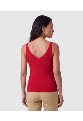 Camiseta Sin Mangas Cuello V Para Mujer  Para Mujer Rojo Patprimo