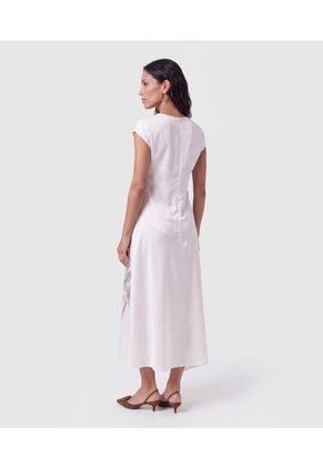 Vestido Largo Manga Rodada Para Mujer Para Mujer Blanco Patprimo