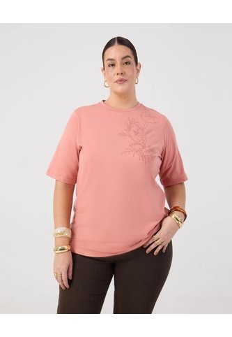 Camiseta De Cuello Redondo  Curvy  Para Mujer Rosa Patprimo Patprimo