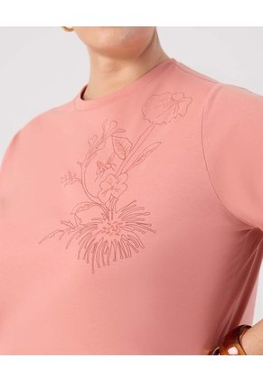Camiseta De Cuello Redondo  Curvy  Para Mujer Rosa Patprimo