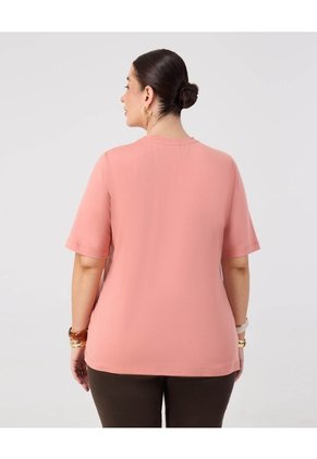 Camiseta De Cuello Redondo  Curvy  Para Mujer Rosa Patprimo