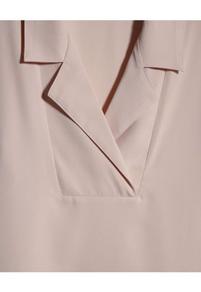 Blusa Unicolor Cuello Resort  Para Mujer Beige Patprimo