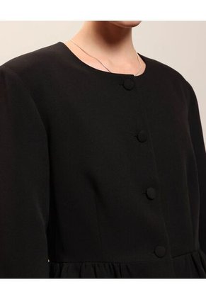 Chaqueta Unicolor Con Bolero Inferior   Para Mujer Negro Patprimo