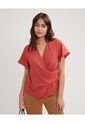 Blusa Unicolor Con Cruce  Para Mujer Terracota Patprimo de Patprimo