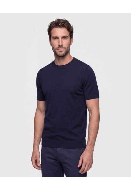 Camiseta Tejida Unicolor  Para Hombre Azul Patprimo