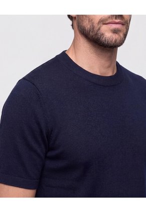 Camiseta Tejida Unicolor  Para Hombre Azul Patprimo