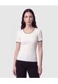 Camiseta Manga Corta Con Detalles De Color Contraste  Para Mujer Crudo Patprimo de Patprimo