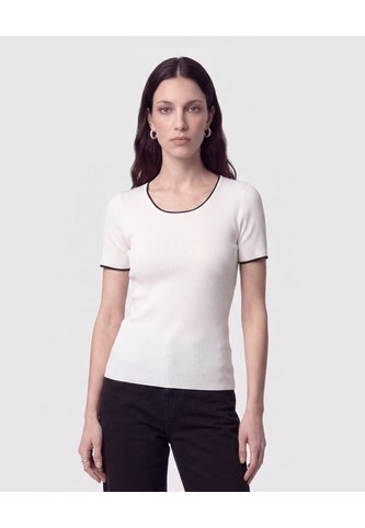 Camiseta Manga Corta Con Detalles De Color Contraste  Para Mujer Crudo Patprimo Patprimo