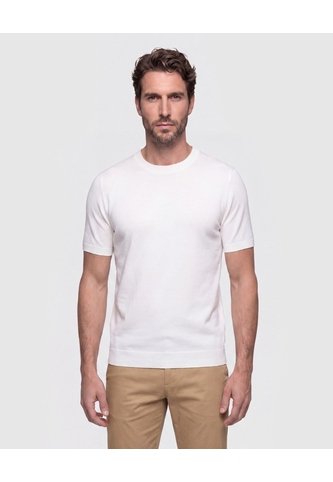 Camiseta Tejida Unicolor  Para Hombre Crema Patprimo Patprimo