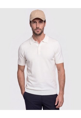 Polo Tejida Unicolor  Para Hombre Crema Patprimo Patprimo
