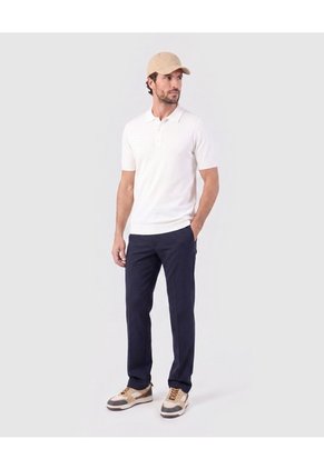 Polo Tejida Unicolor  Para Hombre Crema Patprimo