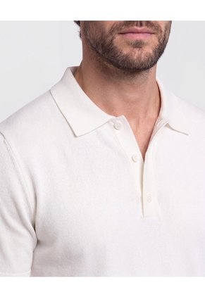 Polo Tejida Unicolor  Para Hombre Crema Patprimo