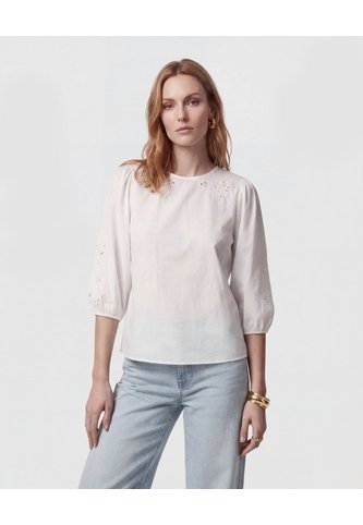 Blusa Manga 3/4 Bordada  Para Mujer Crudo Patprimo Patprimo