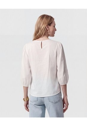 Blusa Manga 3/4 Bordada  Para Mujer Crudo Patprimo