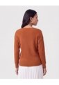 Saco Tejido En Rib Con Cuello En V   Para Mujer Naranja Patprimo de Patprimo