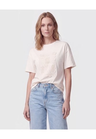 Camiseta Con Aplique Tejido Para Mujer  Para Mujer Crema Patprimo Patprimo