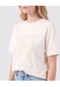 Camiseta Con Aplique Tejido Para Mujer  Para Mujer Crema Patprimo de Patprimo
