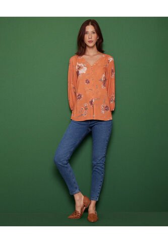 Blusa Para Mujer Manga 3/4 Color Naranja Marca Patprimo #30123025 Patprimo