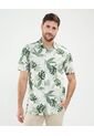 Camisa Estampada En Efecto Lino  Para Hombre Verde Patprimo de Patprimo