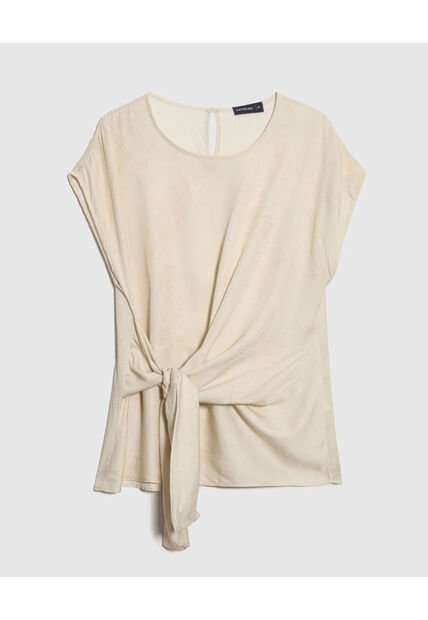Blusa Estampada Con Anudado  Para Mujer Café Patprimo
