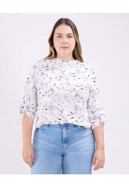 Camiseta Para Mujer Manga 3/4 Cuello Redondo Color Crema Marca Patprimo #14091411