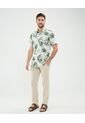 Camisa Estampada En Efecto Lino  Para Hombre Verde Patprimo de Patprimo