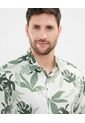 Camisa Estampada En Efecto Lino  Para Hombre Verde Patprimo de Patprimo