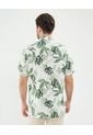 Camisa Estampada En Efecto Lino  Para Hombre Verde Patprimo de Patprimo