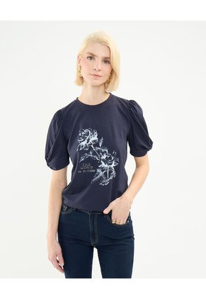 Camiseta Para Mujer Manga Corta Color Azul Oscuro Marca Patprimo #30093656