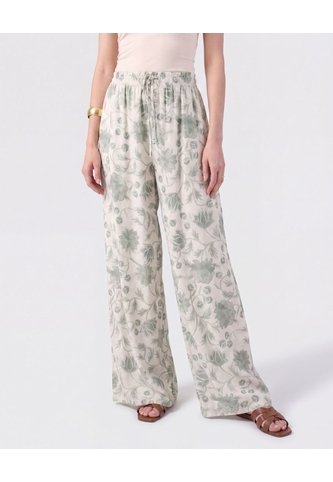 Pantalón Fluido Con Elástico Para Mujer  Para Mujer Verde Patprimo Patprimo