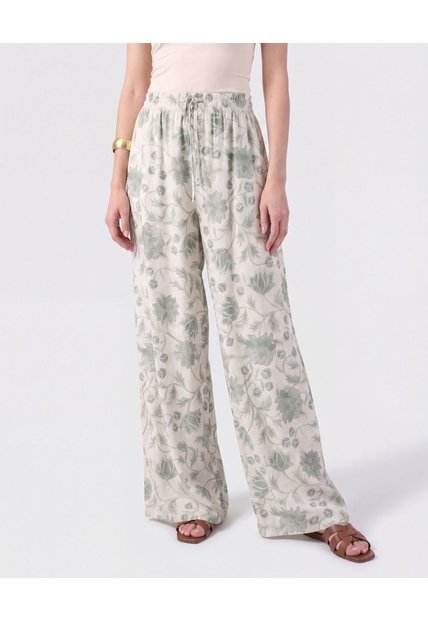 Pantalón Fluido Con Elástico Para Mujer  Para Mujer Verde Patprimo