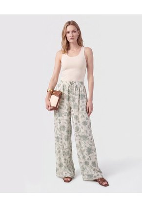 Pantalón Fluido Con Elástico Para Mujer  Para Mujer Verde Patprimo
