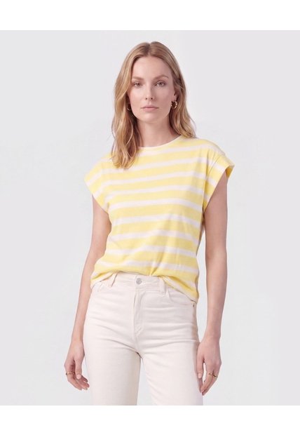 Camiseta Manga Sisa Con Doblez Para Mujer  Para Mujer Amarillo Patprimo