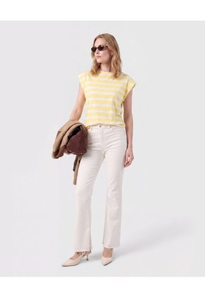 Camiseta Manga Sisa Con Doblez Para Mujer Para Mujer Amarillo Patprimo