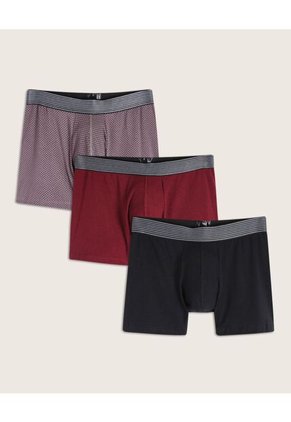 Pantaloncillo X3 Para Hombre Boxer Fleat Seamer Medio Color Vino Marca Patprimo #44420001