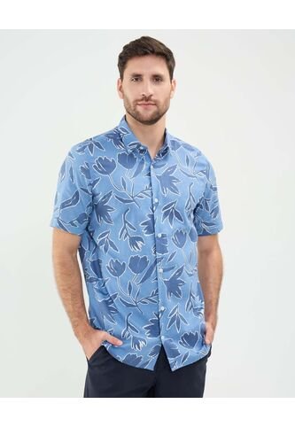Camisa Para Hombre Manga Corta Sin Bolsillo Cuello Resort Color Azul Claro Marca Patprimo #44013096 Patprimo