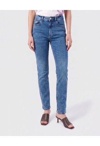 Jean Straight De Tiro Medio Para Mujer  Para Mujer Azul Patprimo Patprimo