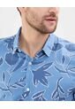 Camisa Estampada En Efecto Lino  Para Hombre Azul Patprimo de Patprimo