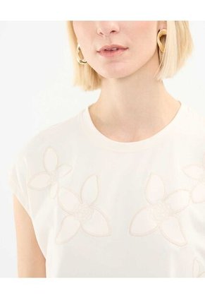 Camiseta Para Mujer Manga Corta Cuello Redondo Color Crema Marca Patprimo #30093590