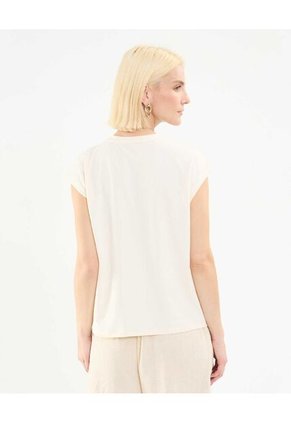 Camiseta Para Mujer Manga Corta Cuello Redondo Color Crema Marca Patprimo #30093590