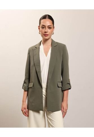 Blazer Unicolor Con Charreteras  Para Mujer Verde Patprimo Patprimo