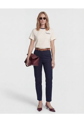 Pantalón Unicolor Tipo Chino   Para Mujer Azul Patprimo