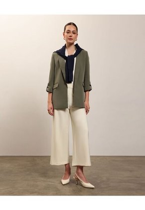 Blazer Unicolor Con Charreteras  Para Mujer Verde Patprimo