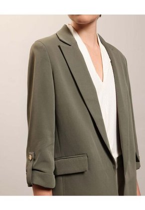 Blazer Unicolor Con Charreteras  Para Mujer Verde Patprimo