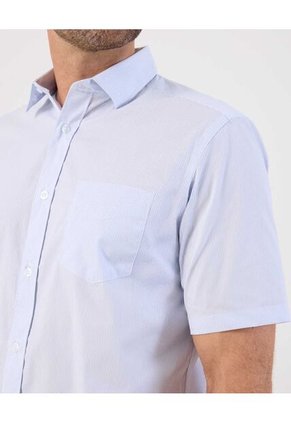 Camisa De Manga Corta Regular Fit   Para Hombre Azul Patprimo